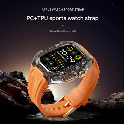 Transparent PC+TPU Sports Watch Strap & Case for Smart Watch - Raised Edge Protection, Wireless Charging Compatible(Black transparent black)