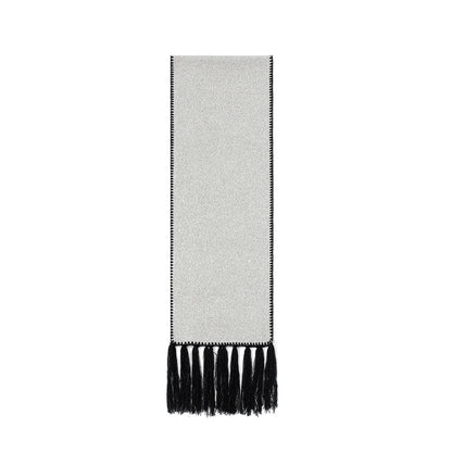 Beige Contrast Edge & Tassel Scarf - Chic Autumn/Winter Neckwear (190x30cm)