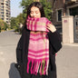 Rose red Women's Fashion Plaid Scarf - Warm & Stylish Long Neck Warmer (220x40cm)