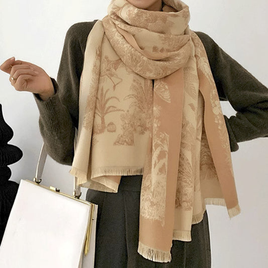 Camel yellow Luxury Soft Printed Pashmina Style Wrap - Large Scarf for Women (185x65cm)