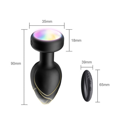 Red Luminous LED Vibrating Anal Plug with Wireless Remote - 10 Speeds, 7 Light Modes, Waterproof Silicone