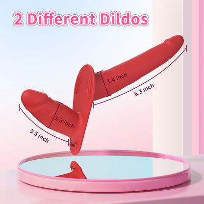 Black Versatile Unisex Dual-Ended Silicone Strap-On Dildo with Adjustable Leather Harness for Couples & Solo Play