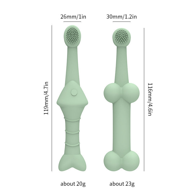6 x Silicone Pet Toothbrush (3 Fish shape and 3 Bone shape) Green Gentle Food-Grade Silicone Pet Toothbrush - Promotes Healthy Teeth & Gums for Dogs & Cats