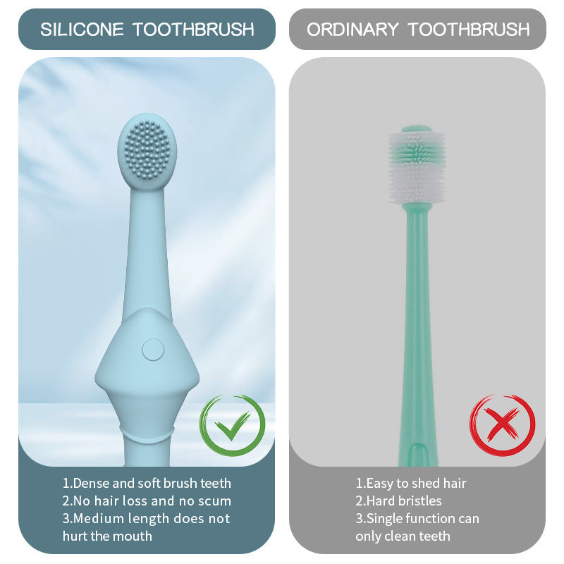 6 x Silicone Pet Toothbrush (3 Fish shape and 3 Bone shape) Beige Gentle Food-Grade Silicone Pet Toothbrush - Promotes Healthy Teeth & Gums for Dogs & Cats