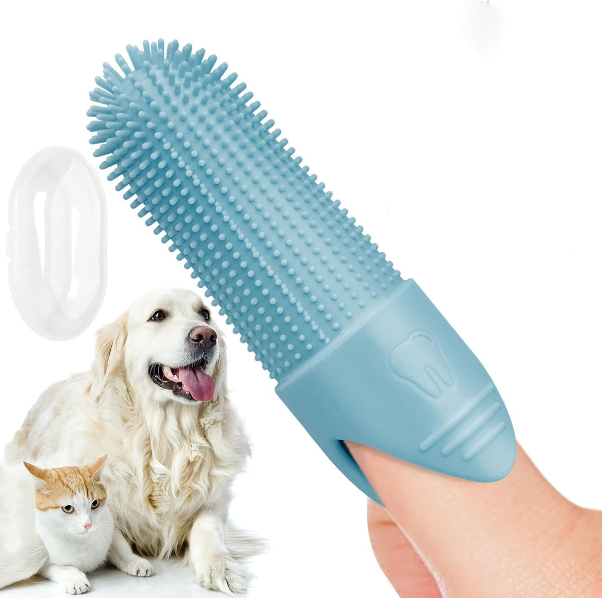 4 Pcs Blue Soft Silicone Pet Finger Toothbrush - Gentle Dental Care for Dogs & Cats, Tartar & Plaque Remover