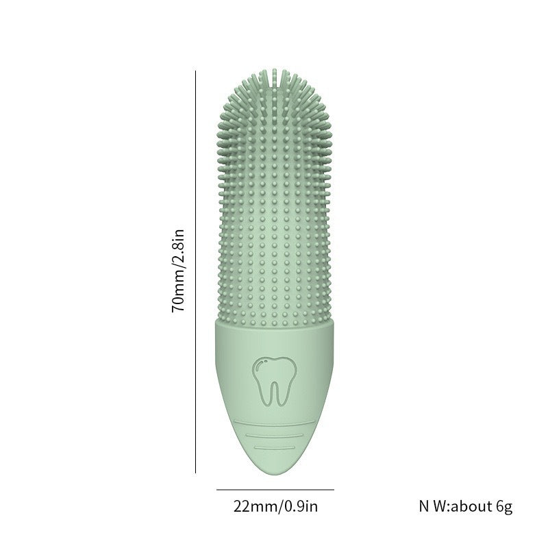 4 Pcs Green Soft Silicone Pet Finger Toothbrush - Gentle Dental Care for Dogs & Cats, Tartar & Plaque Remover