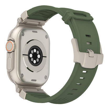 Dark Grey Rugged Tactical Silicone Strap for Apple Watch Ultra & Series - Heavy-Duty Metal Clasp