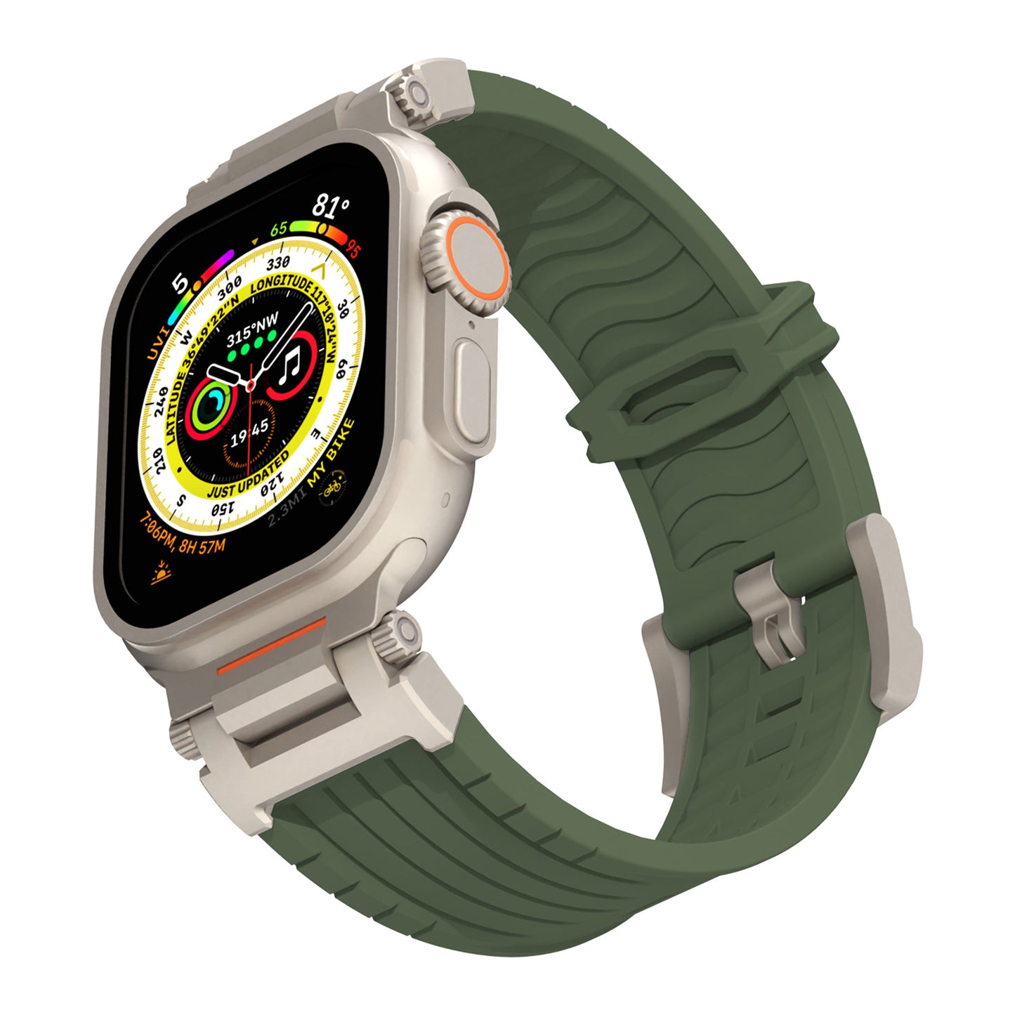 Dark Grey Rugged Tactical Silicone Strap for Apple Watch Ultra & Series - Heavy-Duty Metal Clasp