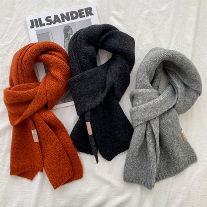 Beige Luxuriously Soft Wool Blend Knit Scarf - Cozy Warm Solid Colour Unisex Winter Essential