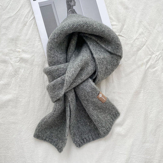 Grey Luxuriously Soft Wool Blend Knit Scarf - Cozy Warm Solid Colour Unisex Winter Essential