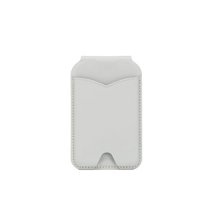 Light Grey Chic MagSafe Wallet with Mirror & Stand - PU Leather Card Holder for iPhone 12-16 Series