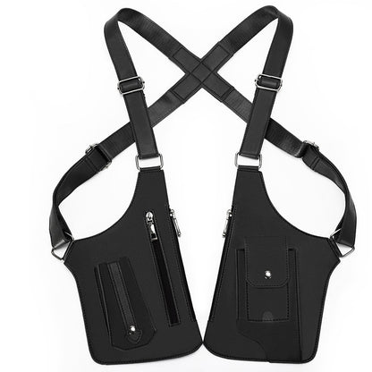 Black Urban Tactical Anti-Theft Shoulder Holster Bag - Secure Multi-Pocket Chest Rig for Men