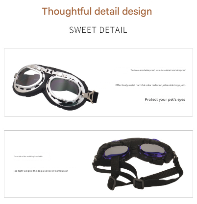 Pink Frame Black Film Retro Pet Goggles - UV Protection Sunglasses for Small Medium Dogs & Cats, Windproof Shatterproof Eye Protection