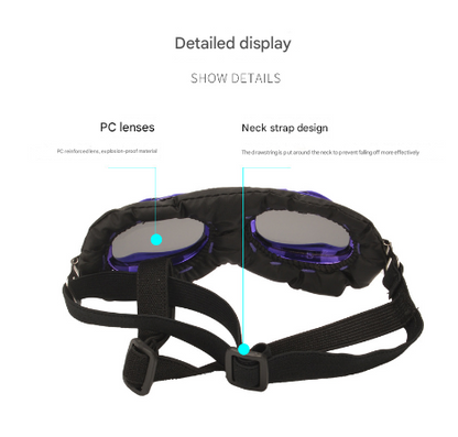 Black Frame Black Film Retro Pet Goggles - UV Protection Sunglasses for Small Medium Dogs & Cats, Windproof Shatterproof Eye Protection