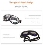 Black Frame Black Film Retro Pet Goggles - UV Protection Sunglasses for Small Medium Dogs & Cats, Windproof Shatterproof Eye Protection
