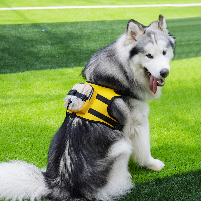 Size S Black and Yellow Ultimate Dog Harness Vest with Backpack - Padded, Reflective & Adjustable for Medium Sized Dogs