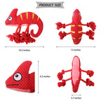 2 Pcs Purple Interactive Plush Chameleon Dog Toy with Squeaker & Rope Legs - Durable Chew Toy for Medium/Large Dogs, Teeth Cleaning Texture, Machine Washable (10.2in)