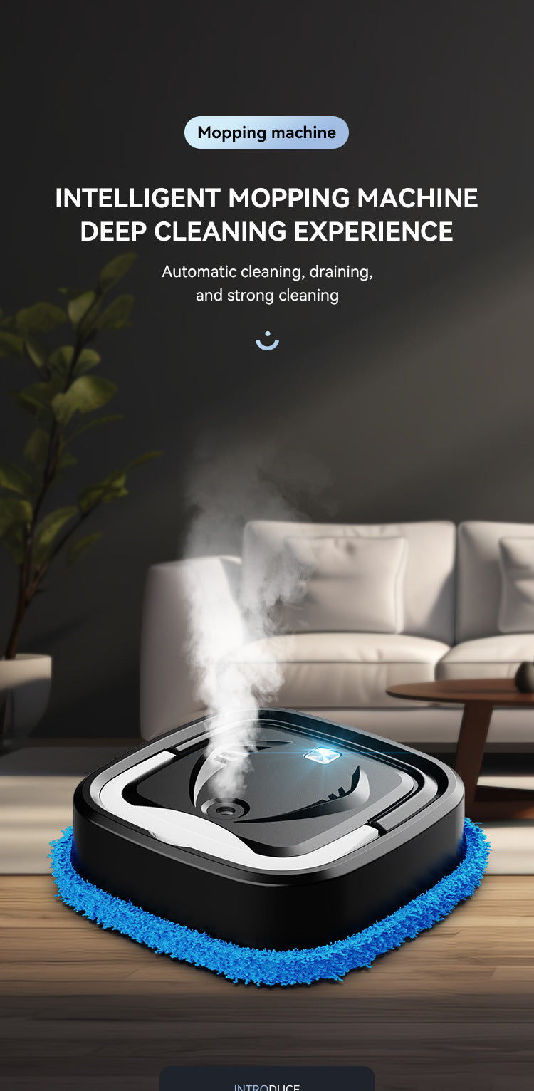 White Smart Robotic Floor Mop with Humidifier Spray - Ultra-Slim Automatic Wet & Dry Floor Cleaner