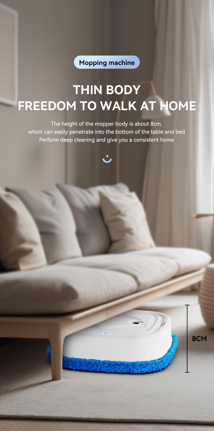 White Smart Robotic Floor Mop with Humidifier Spray - Ultra-Slim Automatic Wet & Dry Floor Cleaner