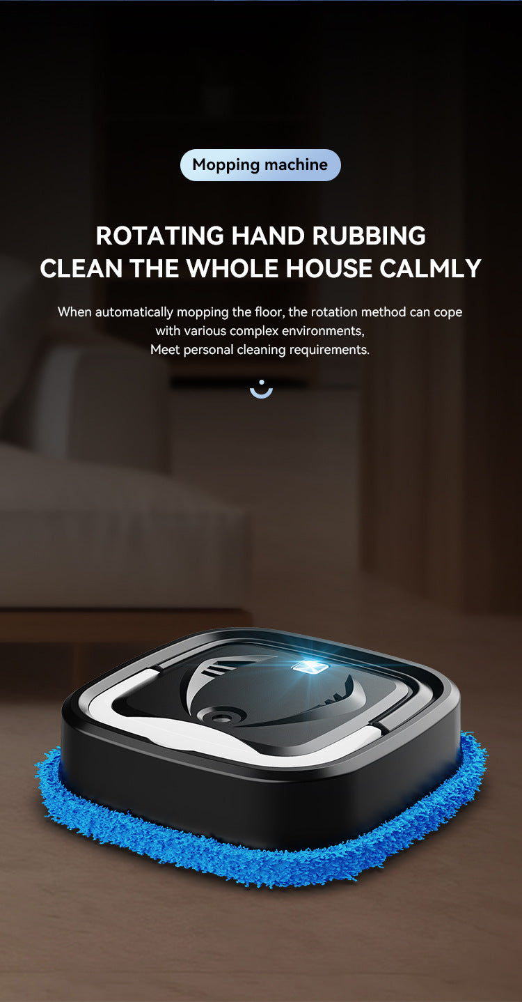 Black Smart Robotic Floor Mop with Humidifier Spray - Ultra-Slim Automatic Wet & Dry Floor Cleaner