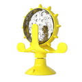 Yellow Interactive Pet Treat Dispenser - Spinning Wheel Food Puzzle Toy for Cats & Dogs with Suction Cup Base