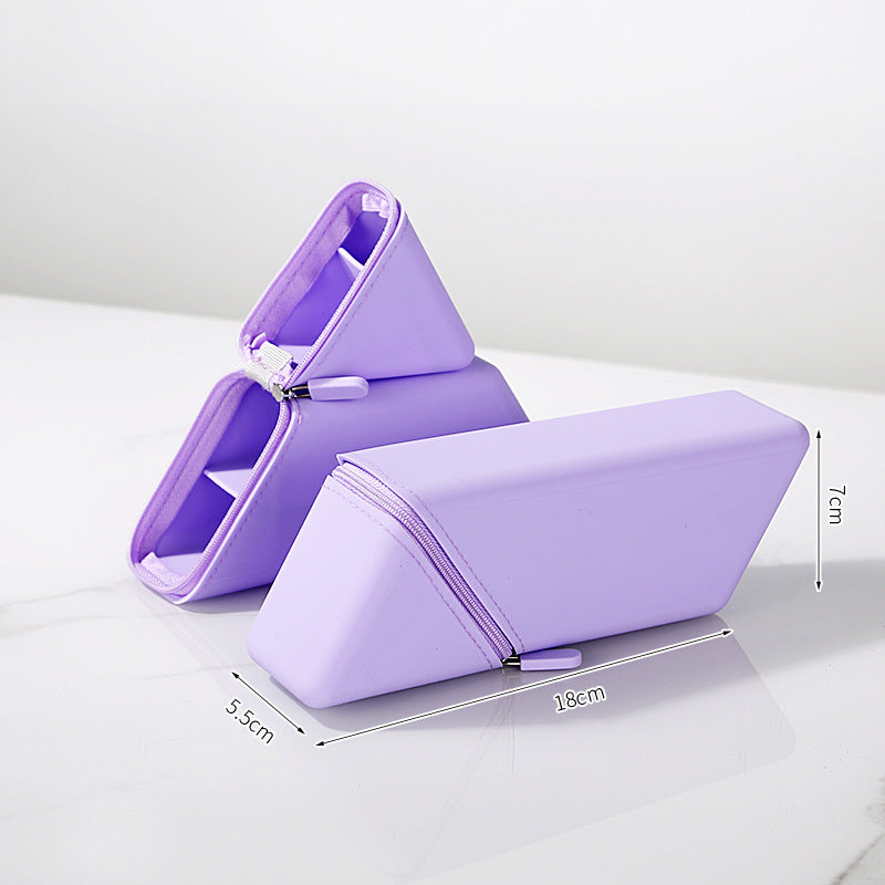 Purple Transforming Silicone Pencil Case - Stand-Up Pen Holder & Stationery Organizer
