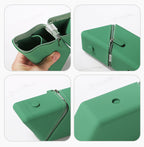 Green Transforming Silicone Pencil Case - Stand-Up Pen Holder & Stationery Organizer