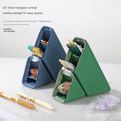 Dark Blue Transforming Silicone Pencil Case - Stand-Up Pen Holder & Stationery Organizer