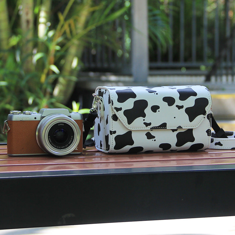 Milk Cow PU Leather Camera Bag for Fujifilm X Canon G Olympus PEN - Compact Vintage Design
