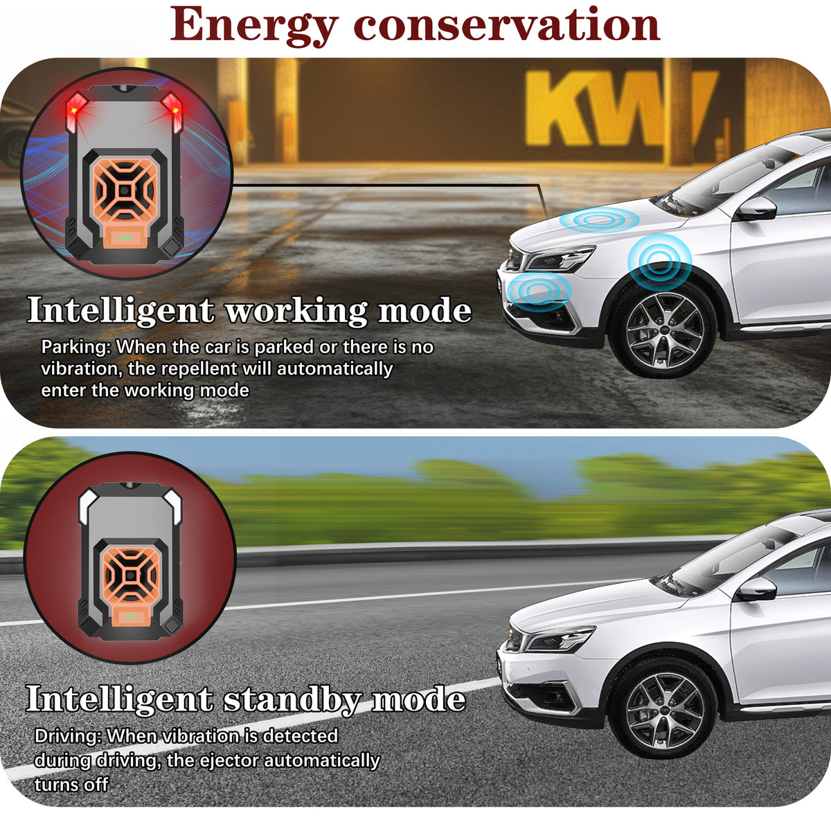 Ultrasonic Car Rat Repellent with LED Flash - Automatic Start-Stop