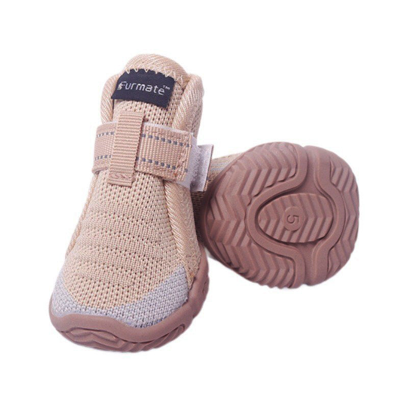 2# Khaki Breathable Woven Dog Shoes for Small to Medium Dogs - Non-Slip, Durable, Anti-Dirty Paw Protectors