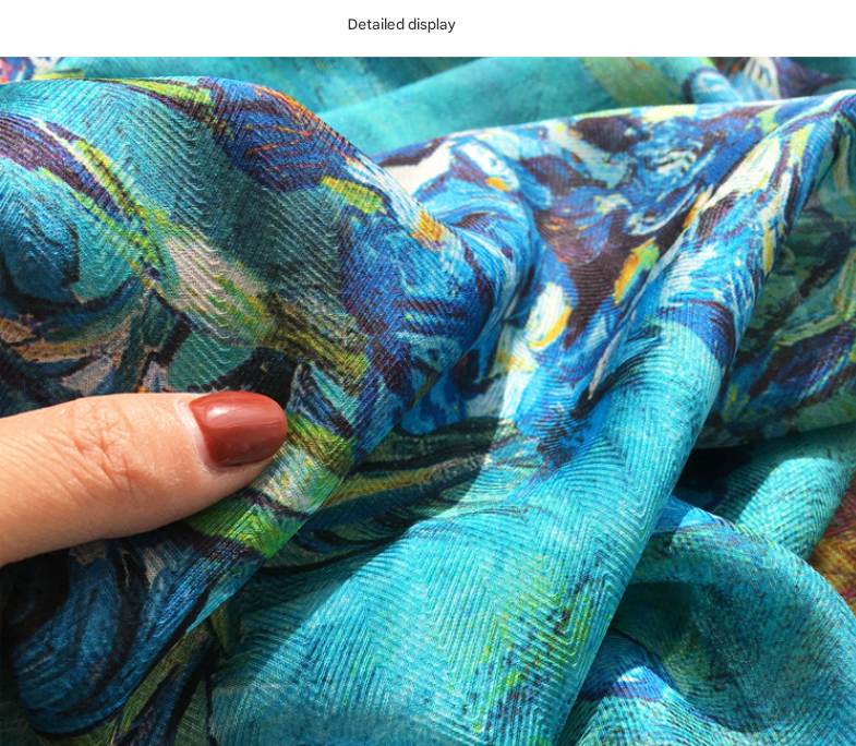 A Cup of Sprigs Elegant Artistry Shawl - Large 130cm Square Scarf with Oil Painting Print & Hand-Rolled Hem