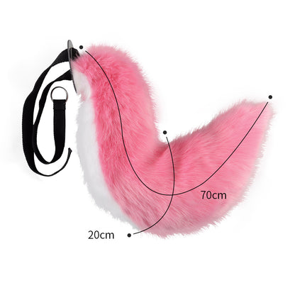 Grey Plush Faux Fur Fox Ears Headband and Tail Set - Realistic Animal Costume for Cosplay & Parties