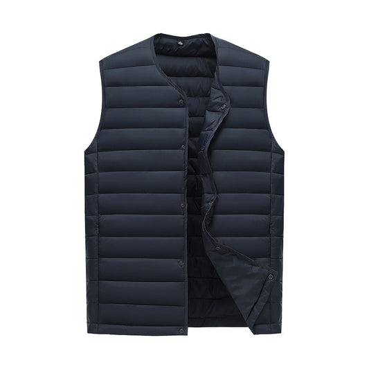 XL Navy Blue Men's Lightweight Quilted Puffer Vest - Ideal Sleeveless Jacket for Winter Layering