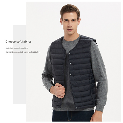 M Wine Red Men's Lightweight Quilted Puffer Vest - Ideal Sleeveless Jacket for Winter Layering
