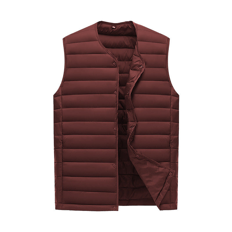 XXXL Wine Red Men's Lightweight Quilted Puffer Vest - Ideal Sleeveless Jacket for Winter Layering