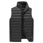 XL Black Men's Lightweight Puffer Vest - Stand Collar Quilted Sleeveless Jacket for Winter