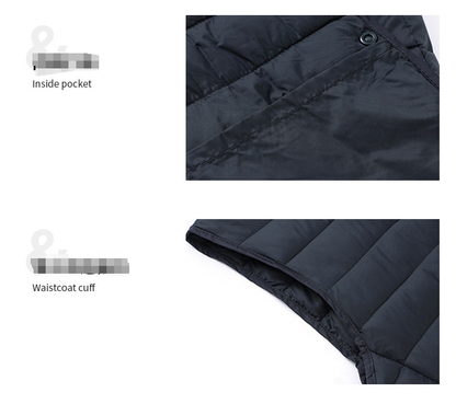 XL Black Men's Lightweight Puffer Vest - Stand Collar Quilted Sleeveless Jacket for Winter