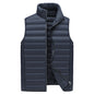 L Navy Blue Men's Lightweight Puffer Vest - Stand Collar Quilted Sleeveless Jacket for Winter