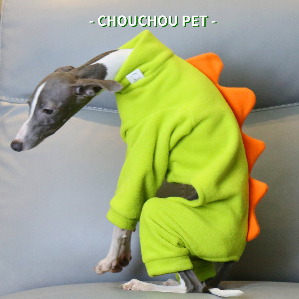 XXXL Adorable Dinosaur Fleece Dog Jumpsuit - Warm Winter Pajamas for Whippets & Italian Greyhounds