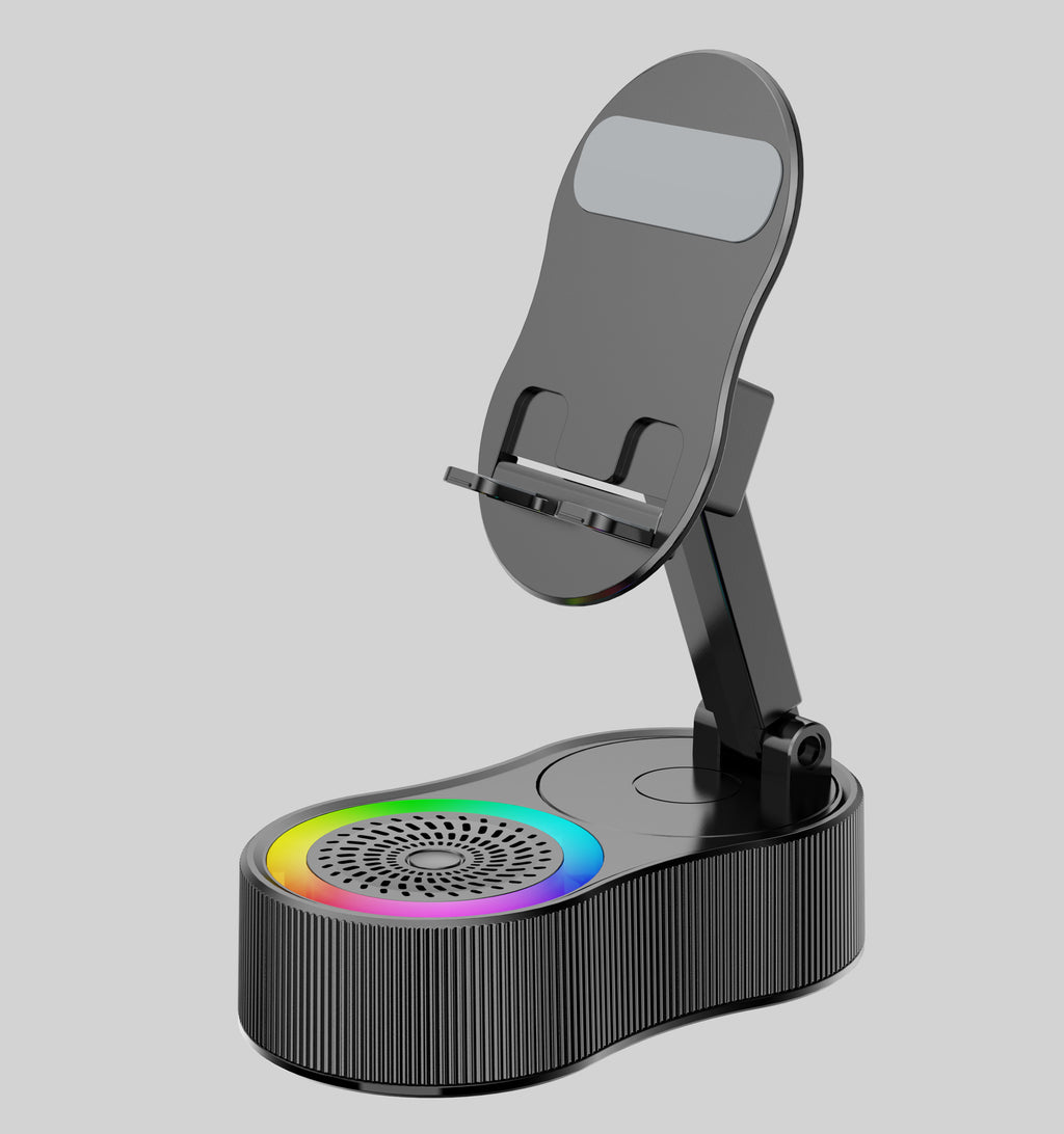Black Magic Induction Speaker & Adjustable Phone Stand with RGB Lights