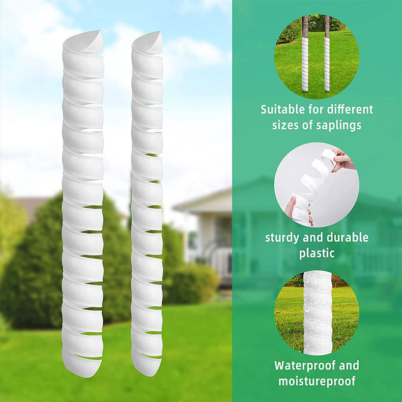 Green 4-Pack Spiral Tree Trunk Protector Guard - Flexible Sapling Bark Shield