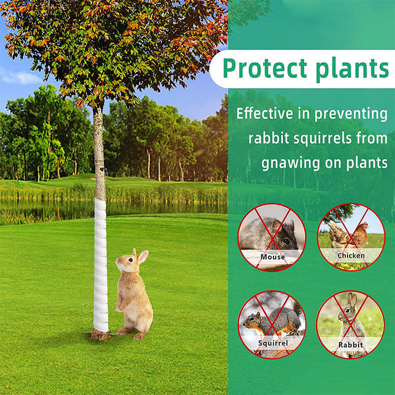 White 4-Pack Spiral Tree Trunk Protector Guard - Flexible Sapling Bark Shield
