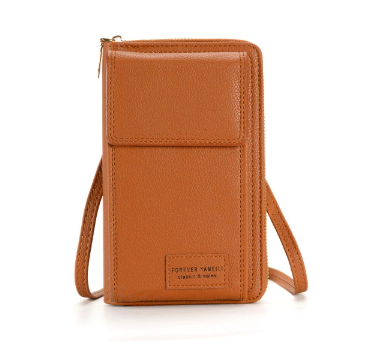 Brown Women's Crossbody Phone Bag Wallet Small PU Leather Shoulder Purse