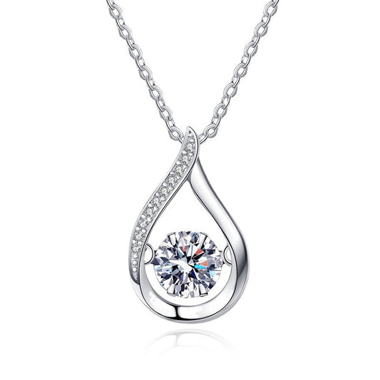 Dazzling Teardrop Dancing Moissanite Necklace S925 Sterling Silver Pendant