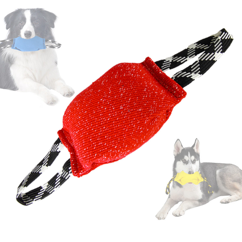 Red Durable Dog Tug Toy with 2 Handles - Interactive Bite Pillow for Training & Tug of War