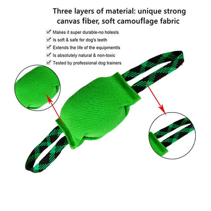 Red Durable Dog Tug Toy with 2 Handles - Interactive Bite Pillow for Training & Tug of War