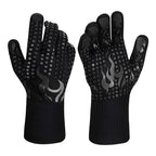 Black a Pair Of Extreme Heat Resistant BBQ Gloves (500°C) - Aramid Fiber with Non-Slip Silicone Grip for Grilling & Oven Use