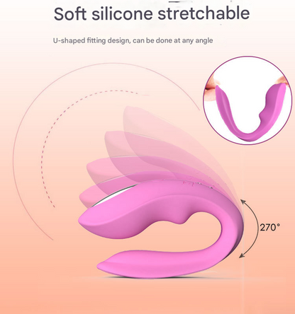 Red BlissLink U-Shaped Wearable Couple's Vibrator with Remote - 12 Modes for Shared Intimacy & Solo Fun