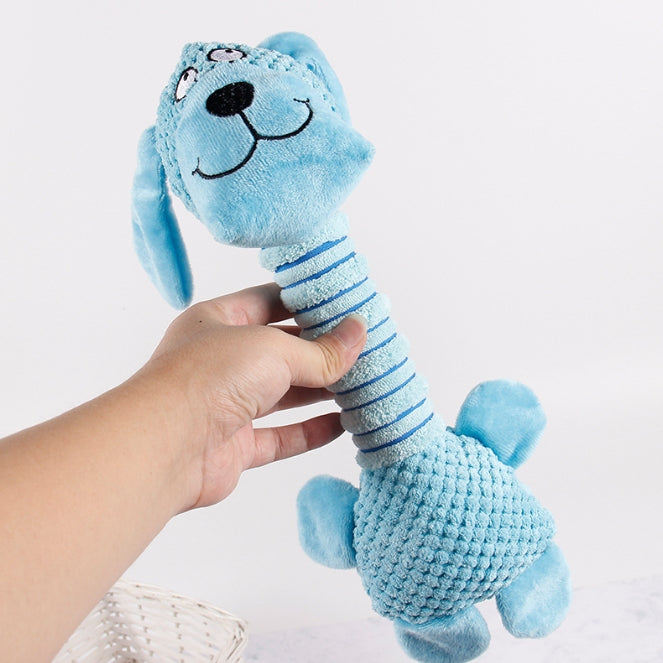 2-Piece Blue Long Neck Plush Dog Toy - Interactive Chew & Cuddle Toy for Puppies